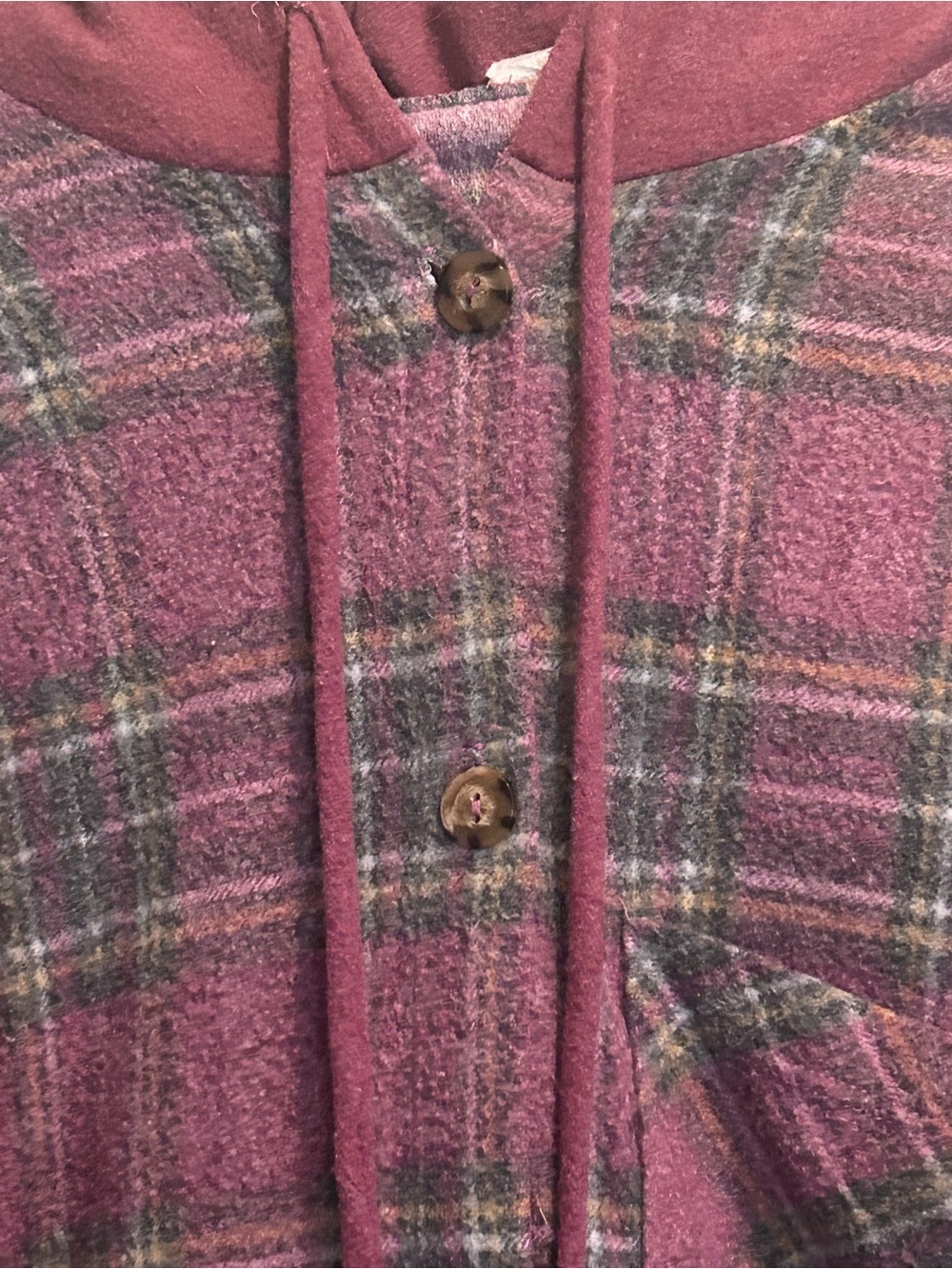 7th Ray Mauve Plaid Hooded Shacket Jacket - Picture 10 of 15